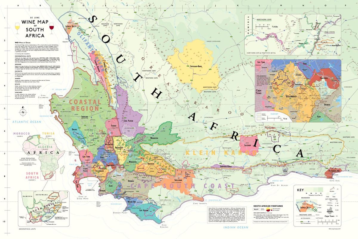 χάρτης της franschhoek οινοποιεία