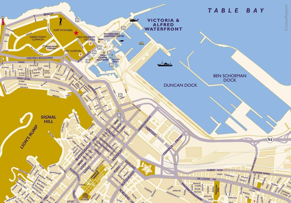 χάρτης της Πόλης: Κέιπ τάουν cruise terminal