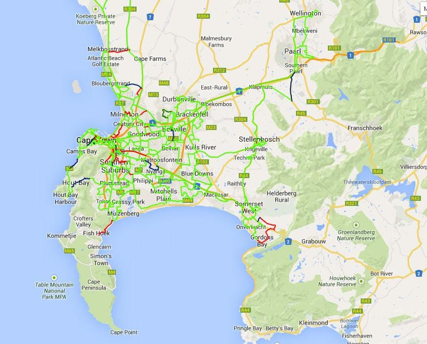 χάρτης των ινών χάρτη Cape Town