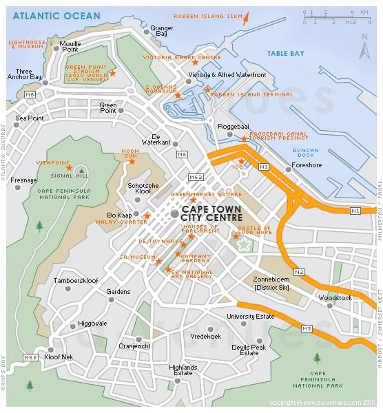 χάρτης του αιώνα της πόλης Cape Town