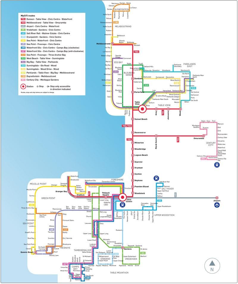 Κέιπ Τάουν myciti χάρτη διαδρομών
