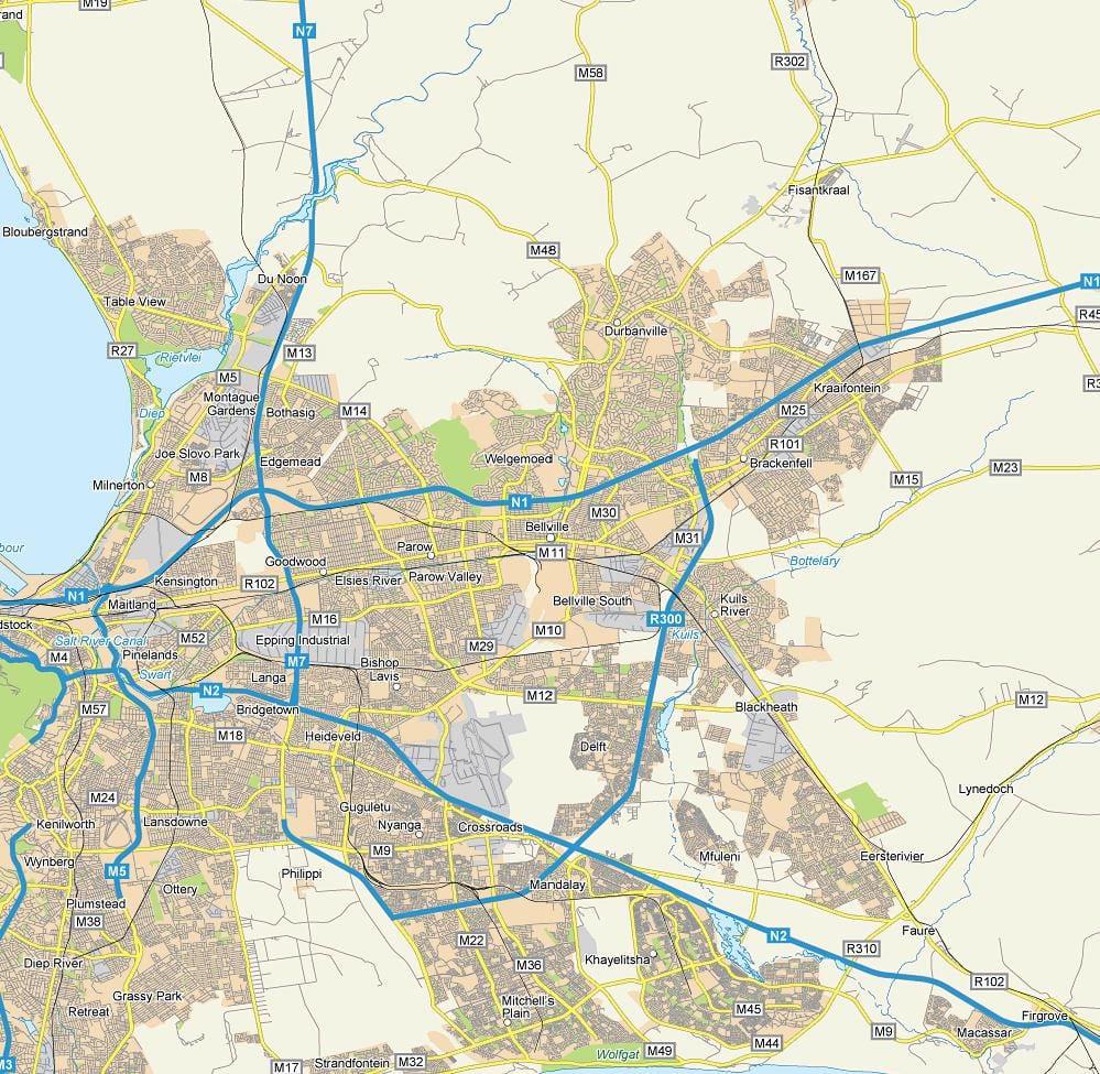 χάρτης της οδικός χάρτης της bellville Κέιπ Τάουν