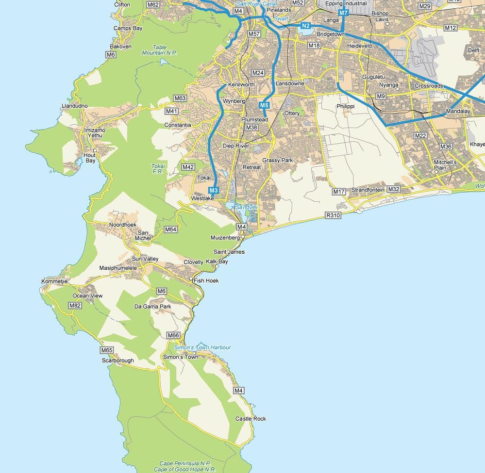 χάρτης της muizenberg Κέιπ Τάουν