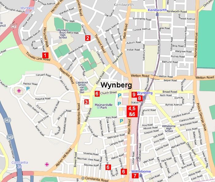  χάρτης του wynberg Κέιπ Τάουν