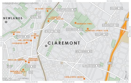 χάρτης claremont Cape Town
