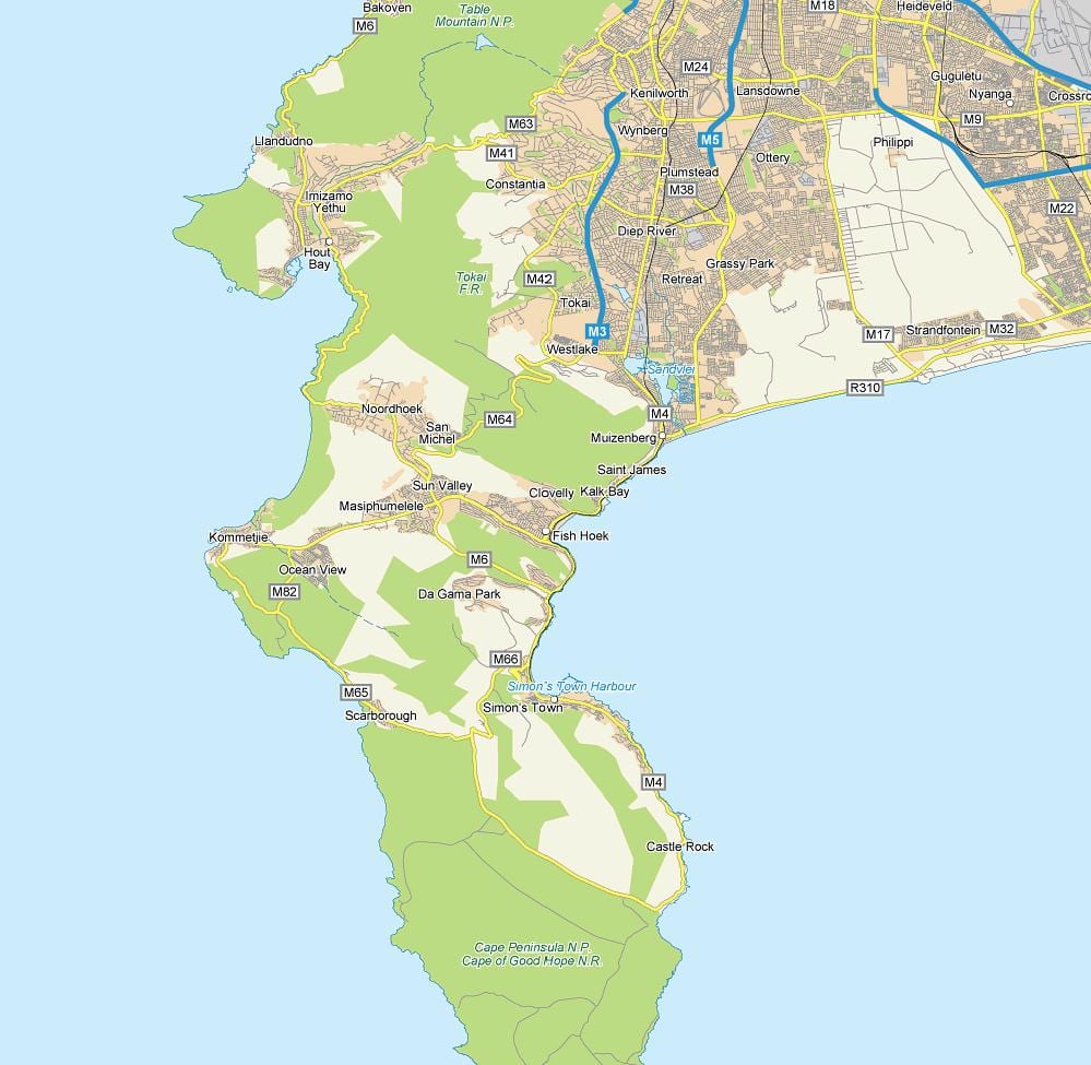 χάρτης της fish hoek, Νότια Αφρική