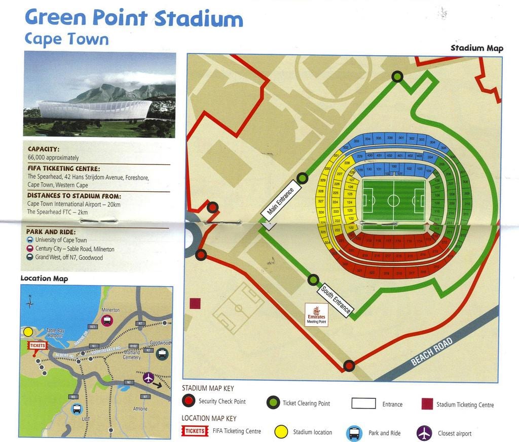 χάρτης της green point stadium στάθμευσης