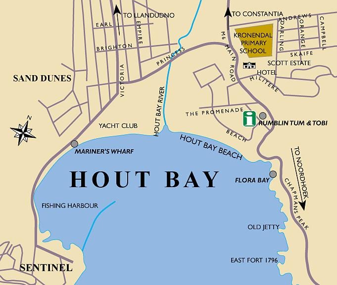 χάρτης της hout bay, Cape Town εμφάνιση χάρτη