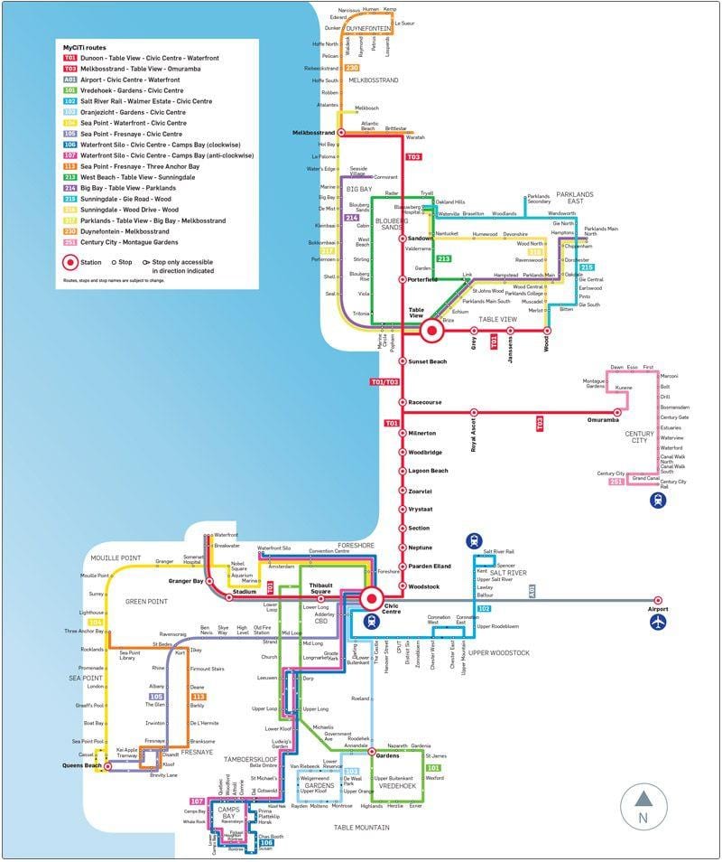 myciti χάρτη διαδρομών