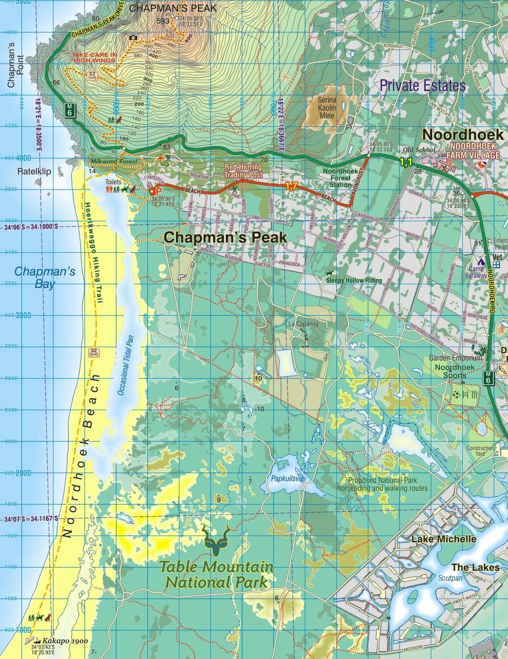 χάρτης της noordhoek Κέιπ Τάουν