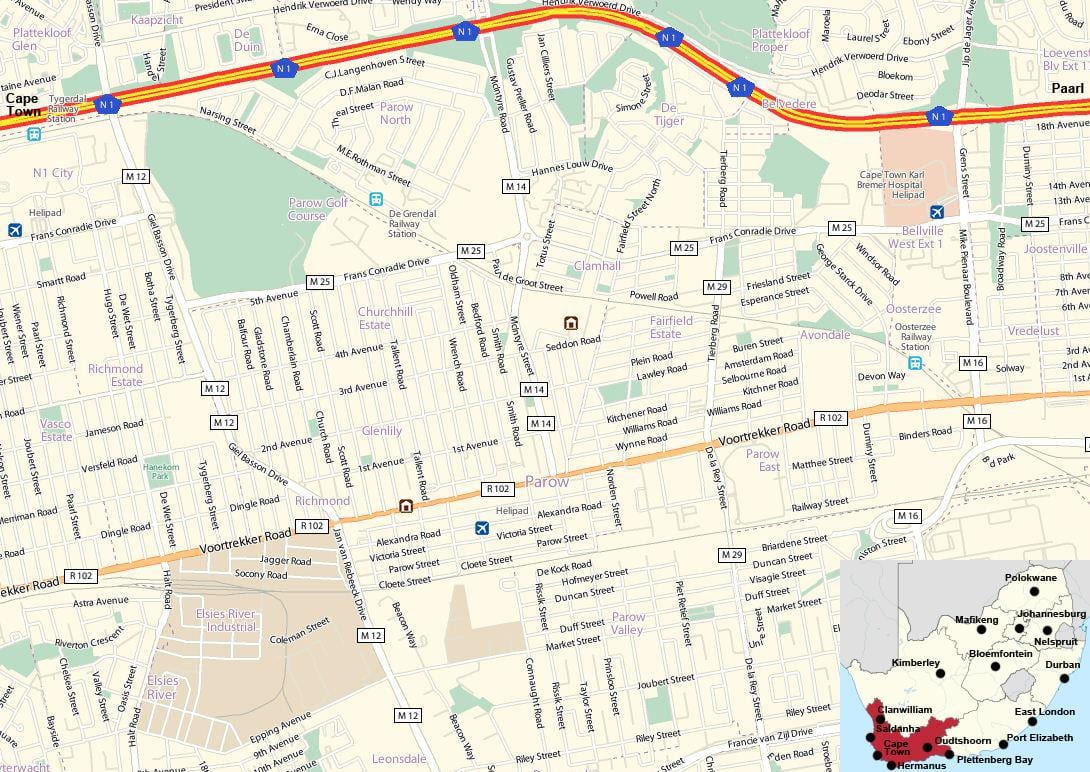 χάρτης της parow Κέιπ Τάουν