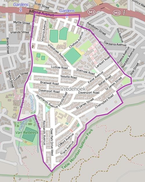 χάρτης της vredehoek Κέιπ Τάουν