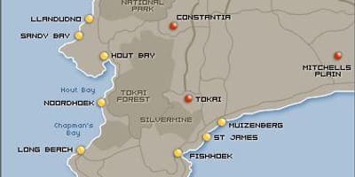 Χάρτης της Πόλης: Κέιπ τάουν παραλίες