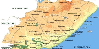Χάρτης της ανατολικής Κέιπ τάουν