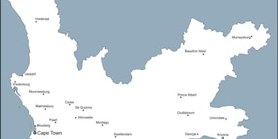 Χάρτης western Cape Πόλεις