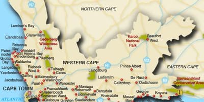 Western cape παραλίες χάρτης