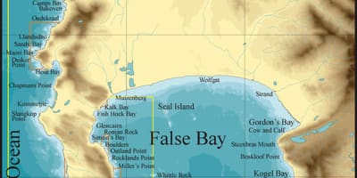 Χάρτης του false bay Κέιπ Τάουν