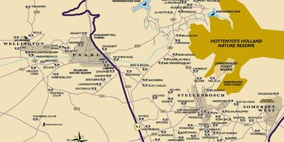 Χάρτης της winelands Κέιπ Τάουν